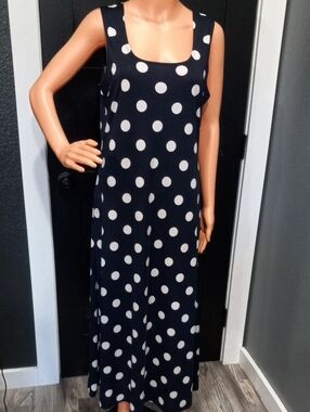 Lauren RalphbLauren Navy and White Polka Dot A-Line Dress